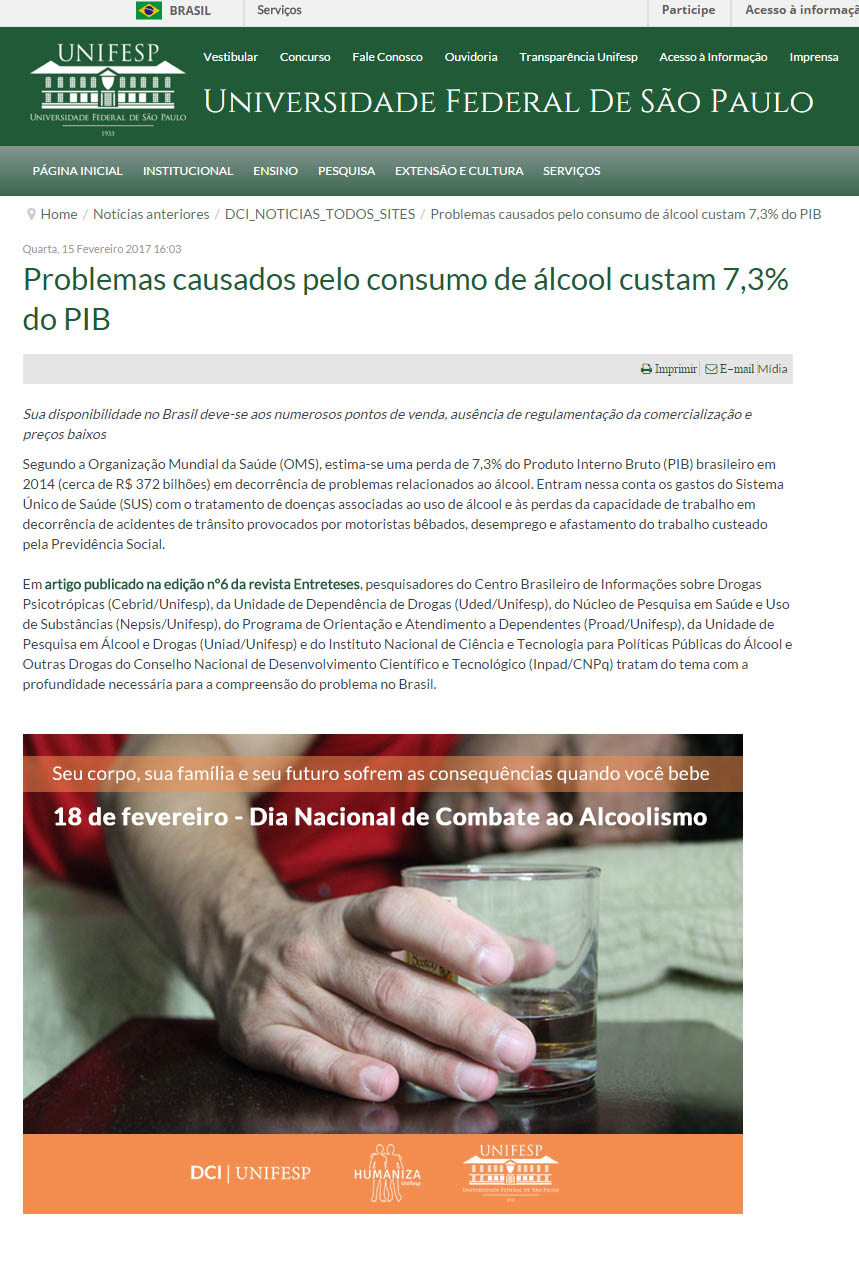 Problemas Causados Pelo Consumo De Lcool Custam Do Pib Cisa